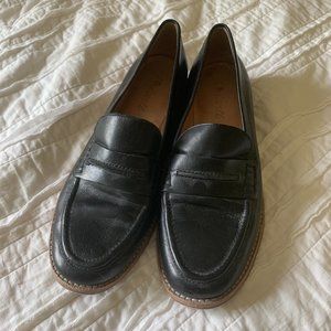 black leather madewell loafers